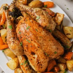 slow roasted chicken with vegetables