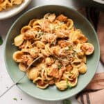 Marry Me Chicken Pasta served in a bowl.