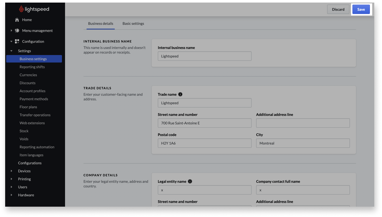 Business Settings Eposability