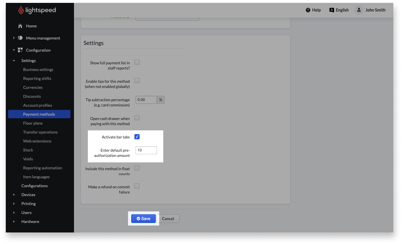 Opening bar tabs Lightspeed Restaurant (KSeries)