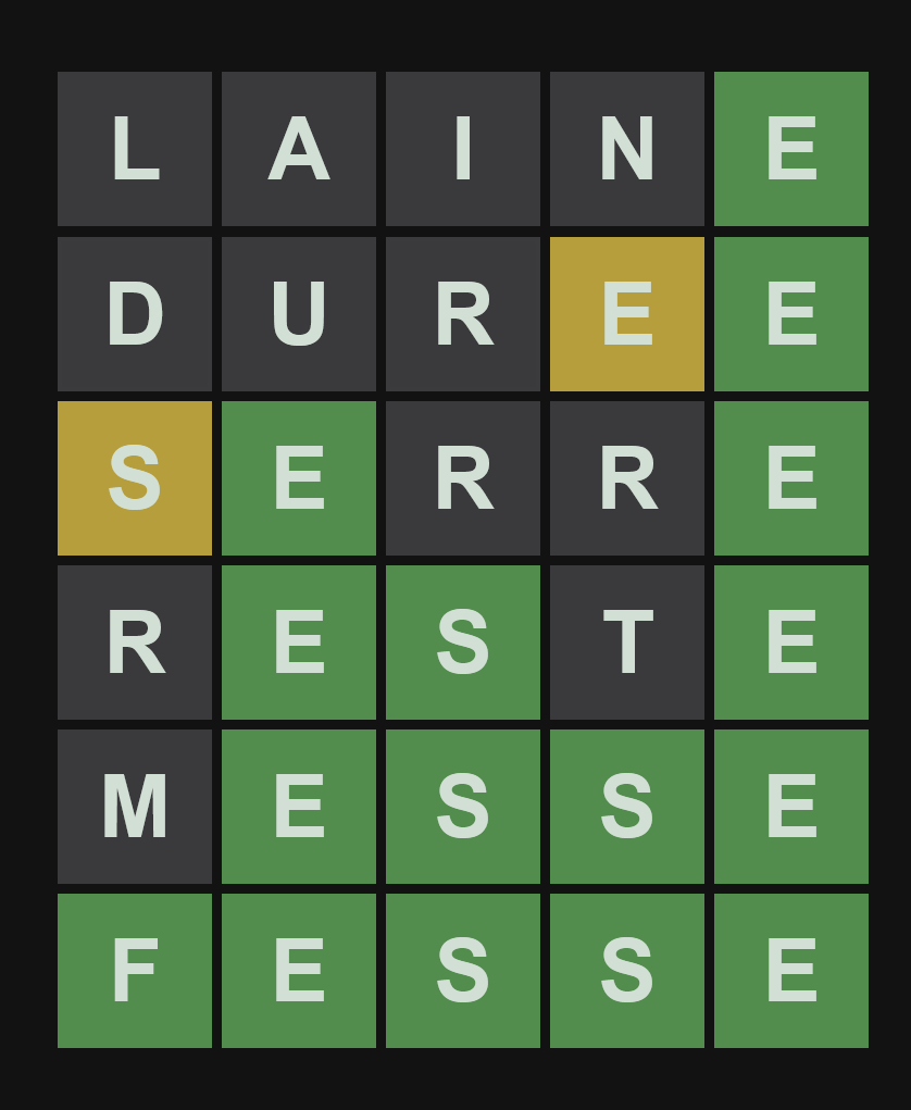 Wordle, vous avez 6 essais pour trouver un mot de 5 lettres Jeux