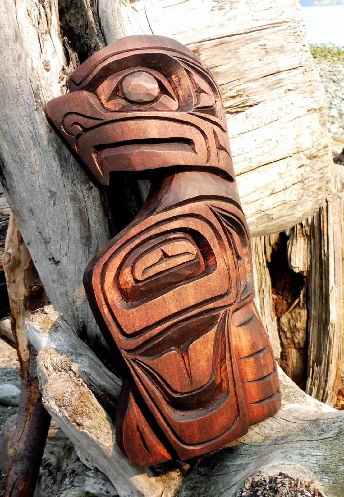 Folk & IndigenousNorthwest Coast First Nations native wooden Art carved MASK, Kingfisher
