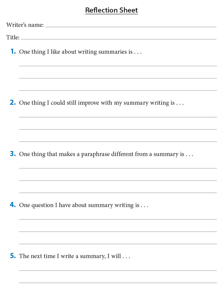 Reflecting on Summaries Thoughtful Learning K12