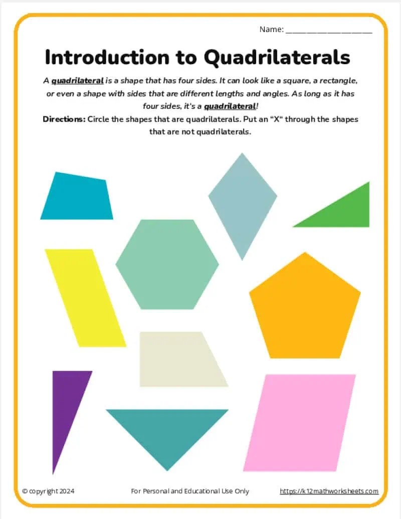 3rd Grade Shapes Worksheets - K12 Math Worksheets