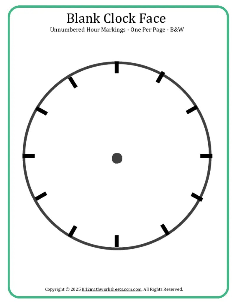 Printable Blank Clock Face Templates