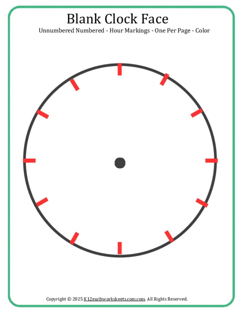 Printable Blank Clock Face Templates