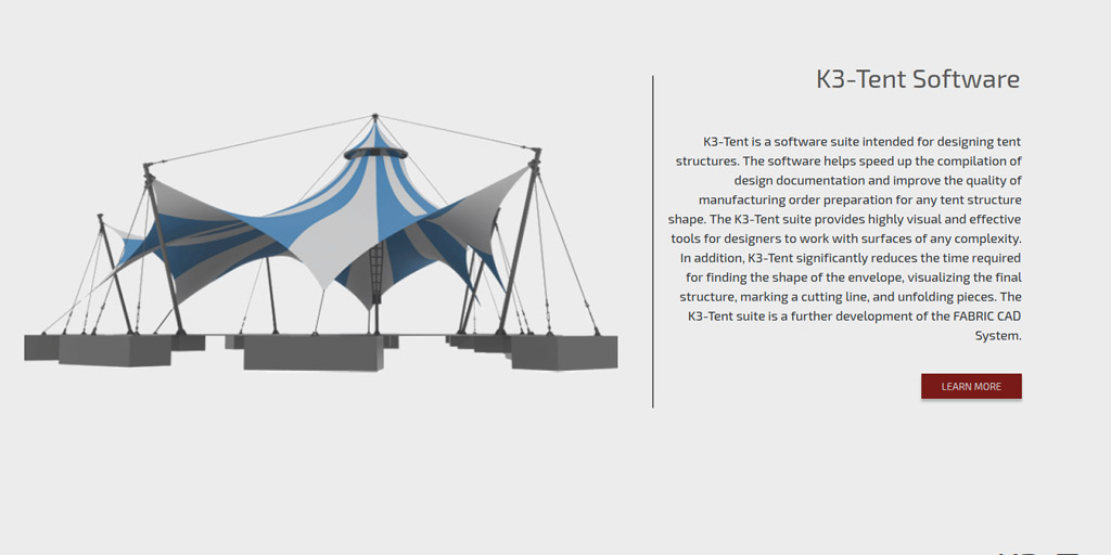 K3Tent software for tensile membrane structures design
