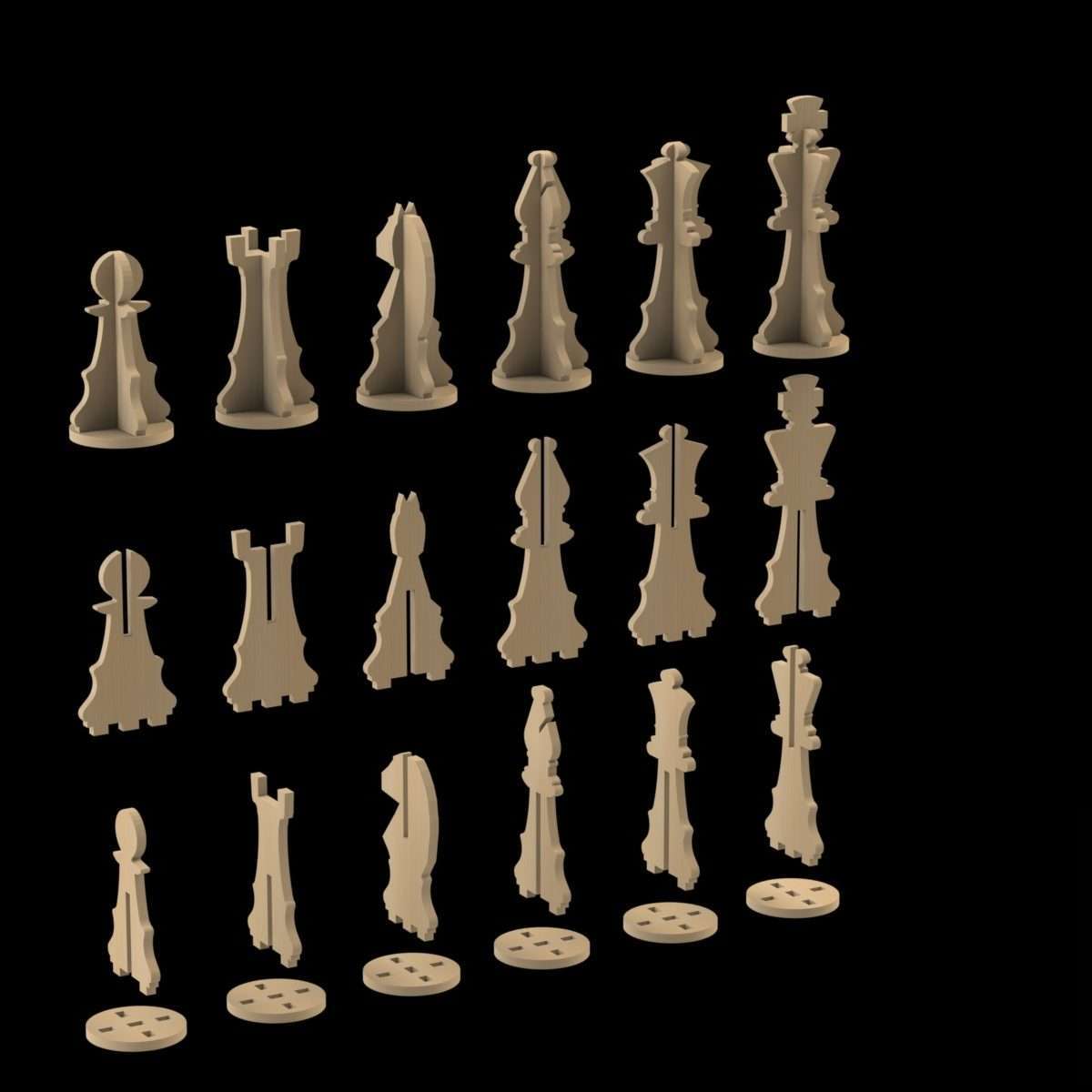 3d Chess Project File Set Svg Dxf For CNC Machine K40 Laser Cutter