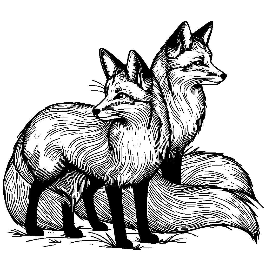 Line Art 2 Red Fox Vector SVG Free K40 Laser Cutter