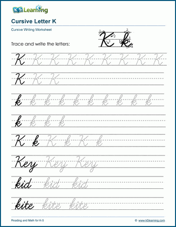 uppercase letter k in cursive novocom top