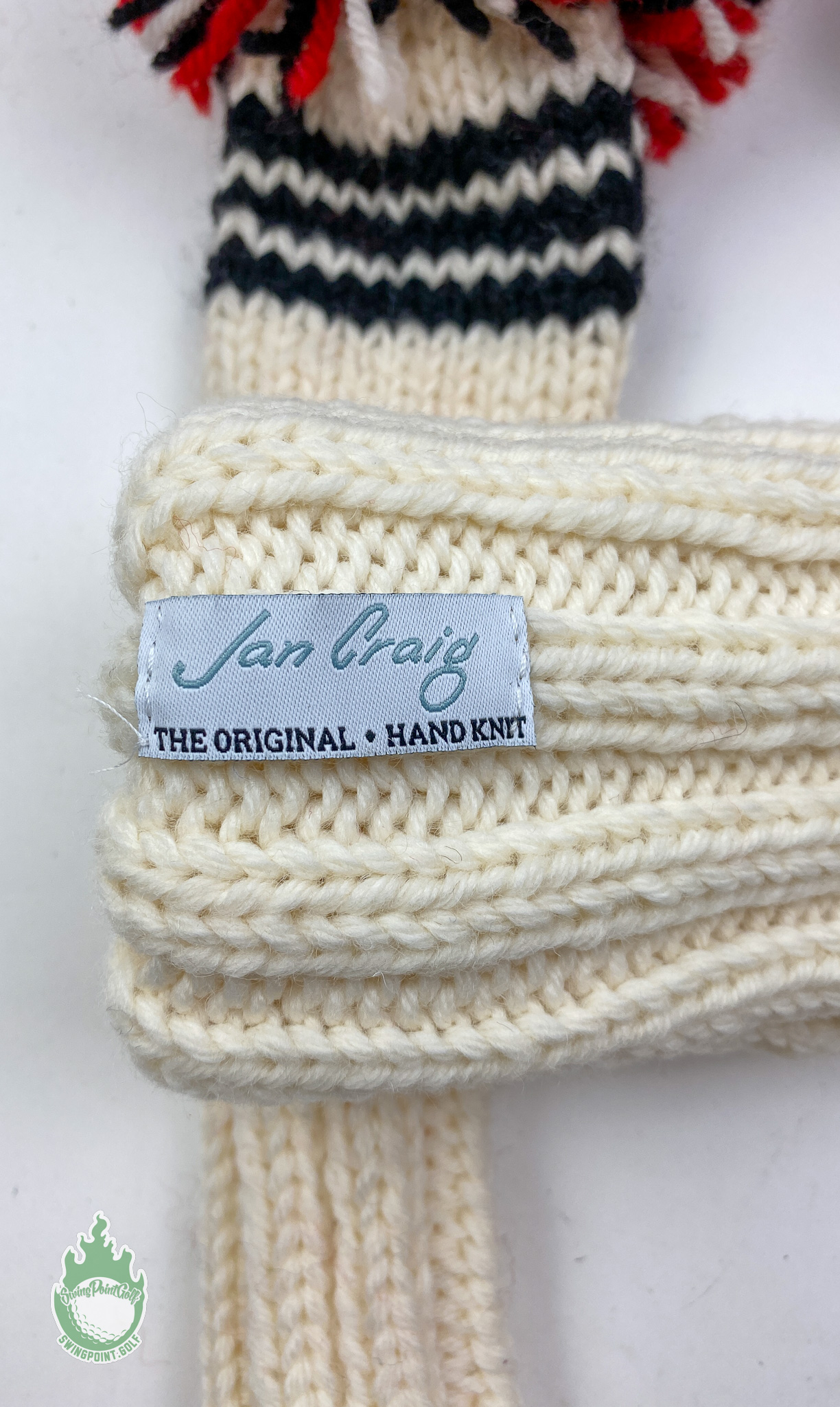 Jan Craig Summit Cream Hand Knit Pom Pom Headcover Set Driver, Fairway