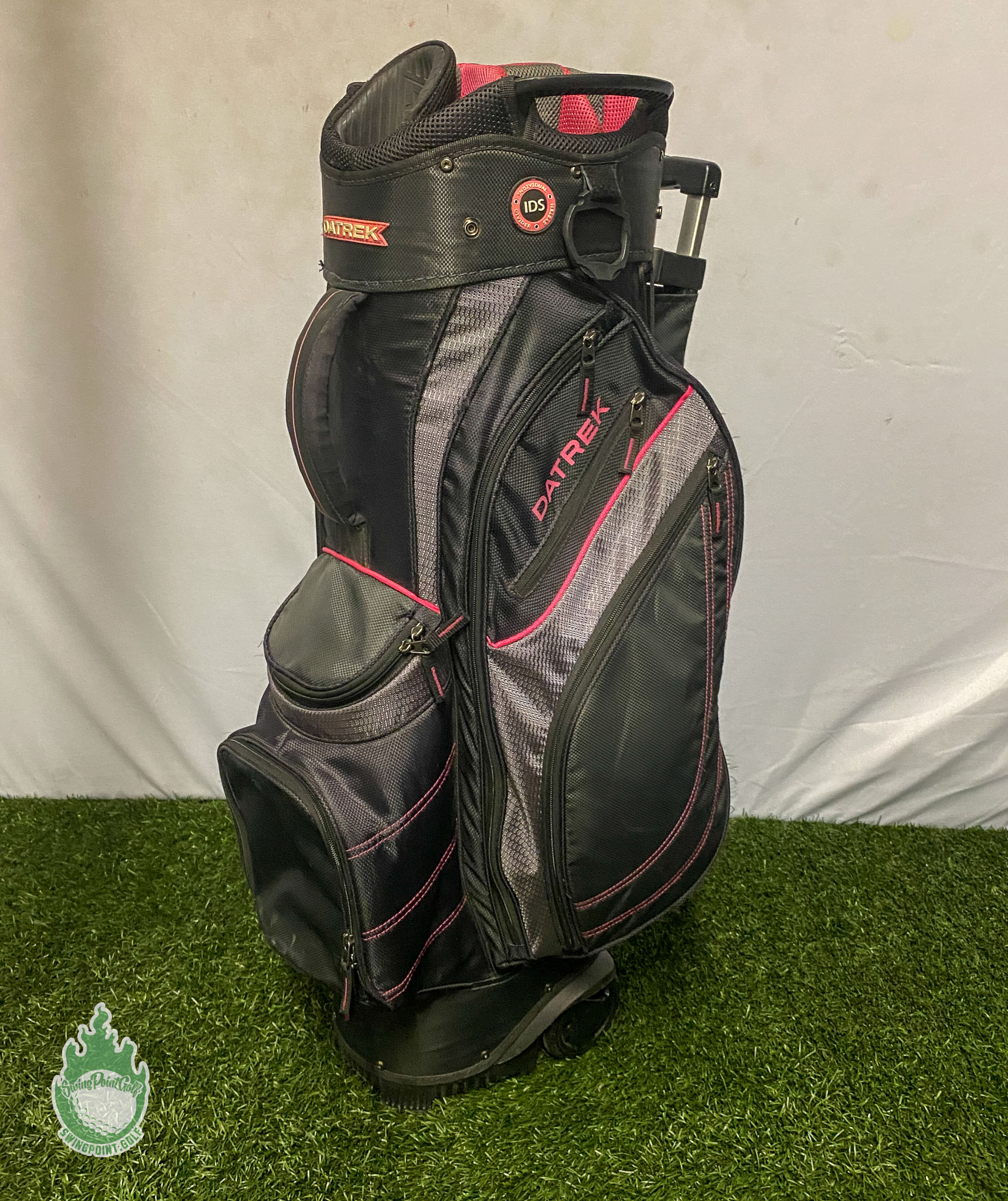 Used Datrek Golf Club Cart/Carry Roller Wheel Bag 14Way 8 Pockets