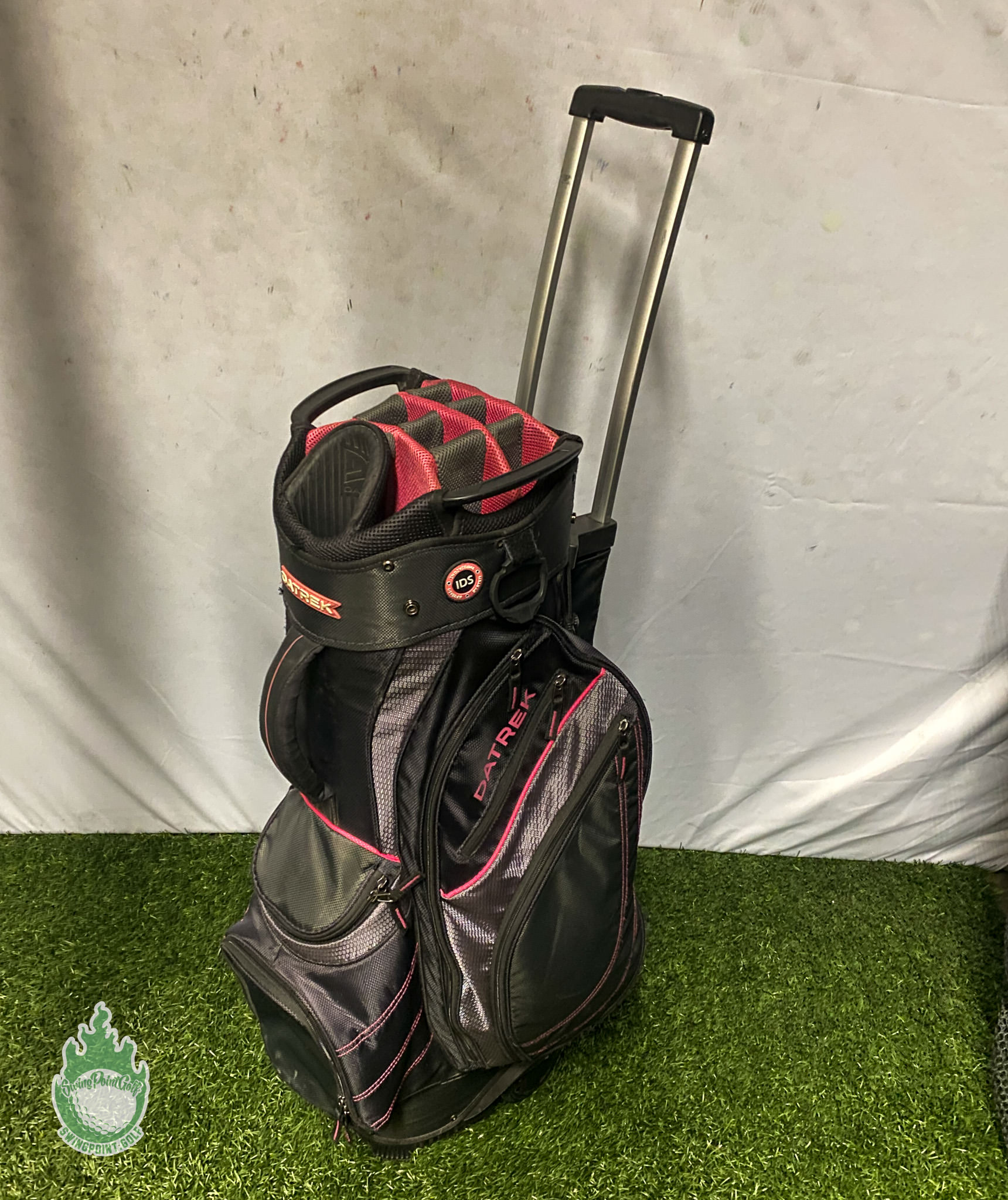 Used Datrek Golf Club Cart/Carry Roller Wheel Bag 14Way 8 Pockets