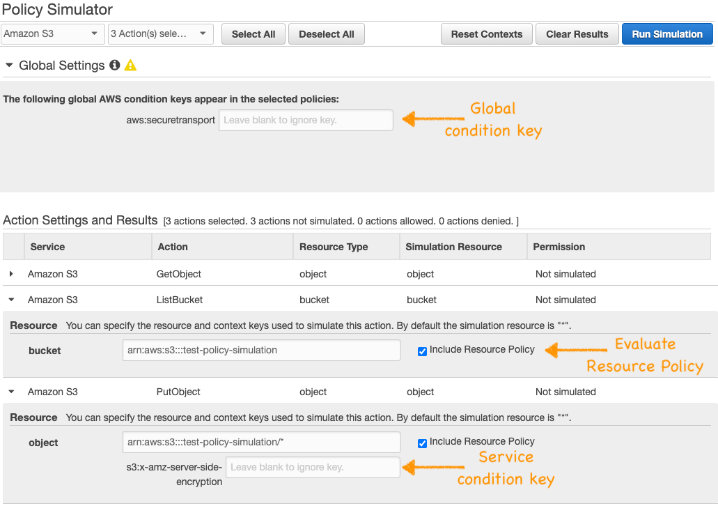 Test S3 bucket policy using IAM simulator k9 Security