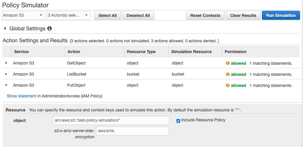 Test S3 bucket policy using IAM simulator k9 Security