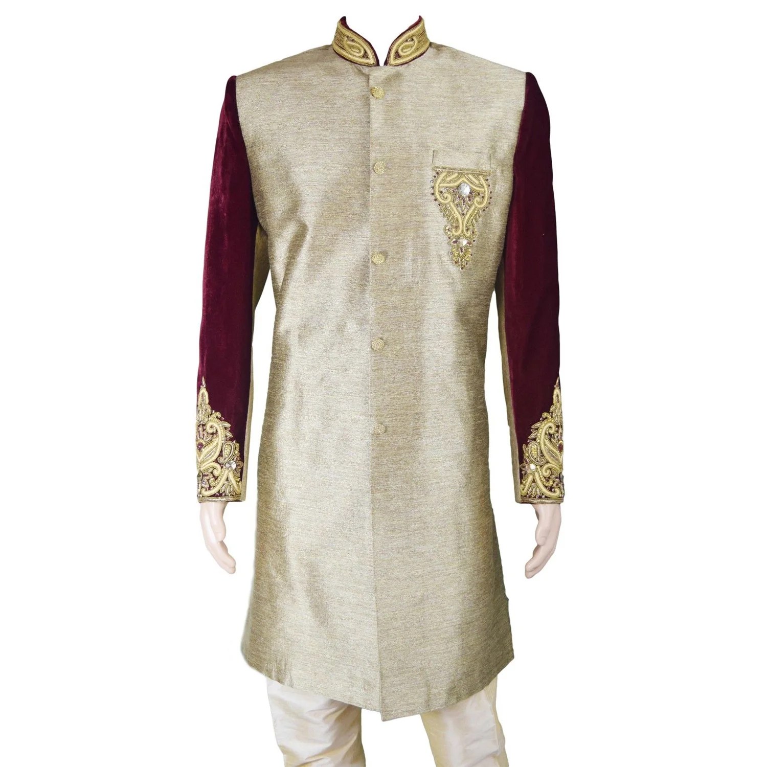 Men,S Red Wedding Groom Sherwani Kurta Pajama GR02 eBay