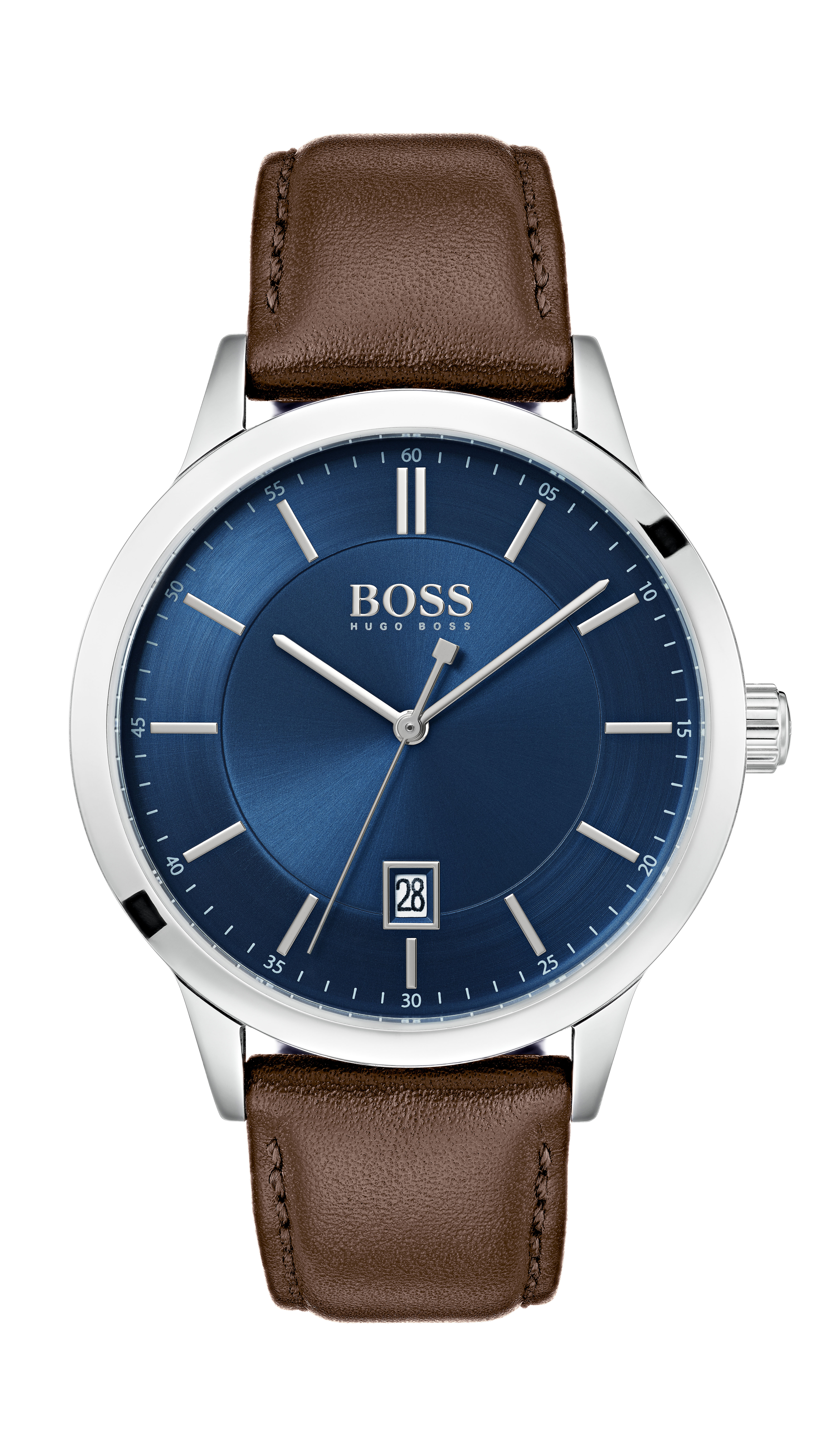 Hugo Boss Herren Analog Quarz Uhr mit Leder Armband Das Kästchen