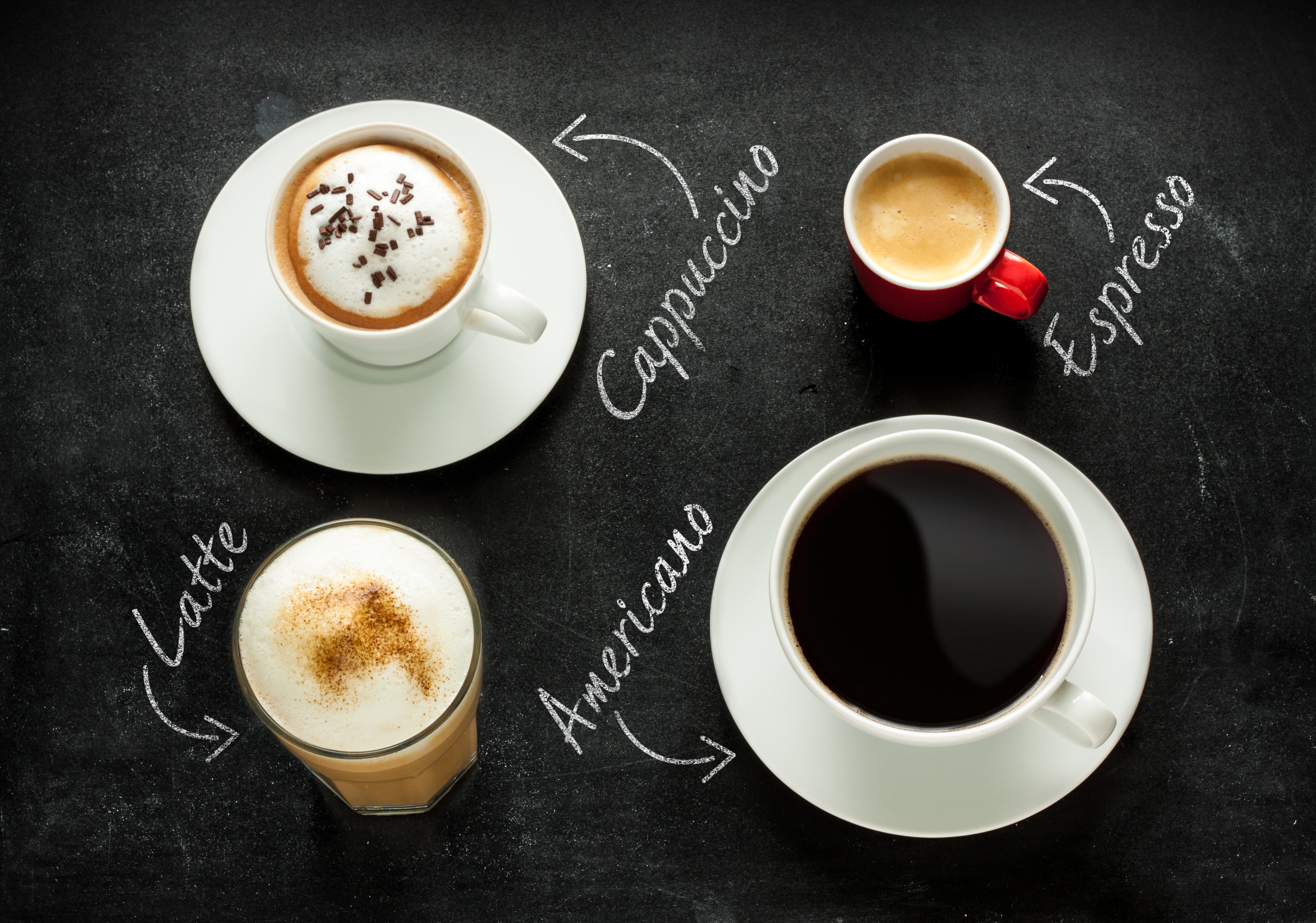 Cappuccino, espresso, americano and latte coffee Kaffeevollautomaten