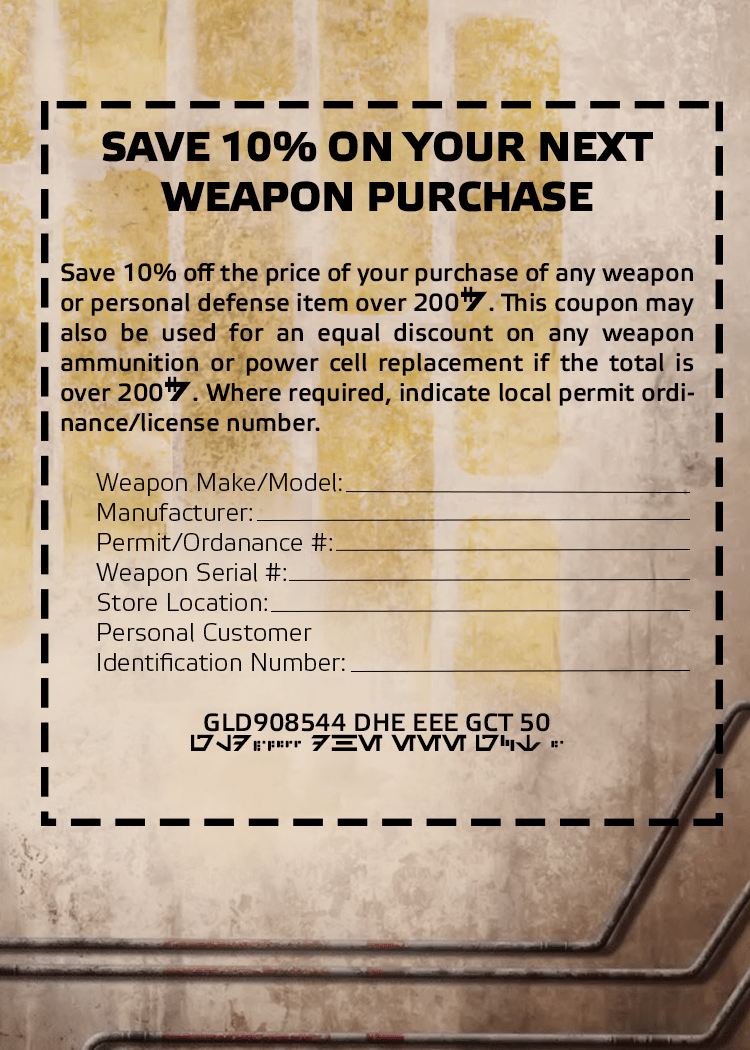 Weapon Coupon STAR WARS Roleplaying
