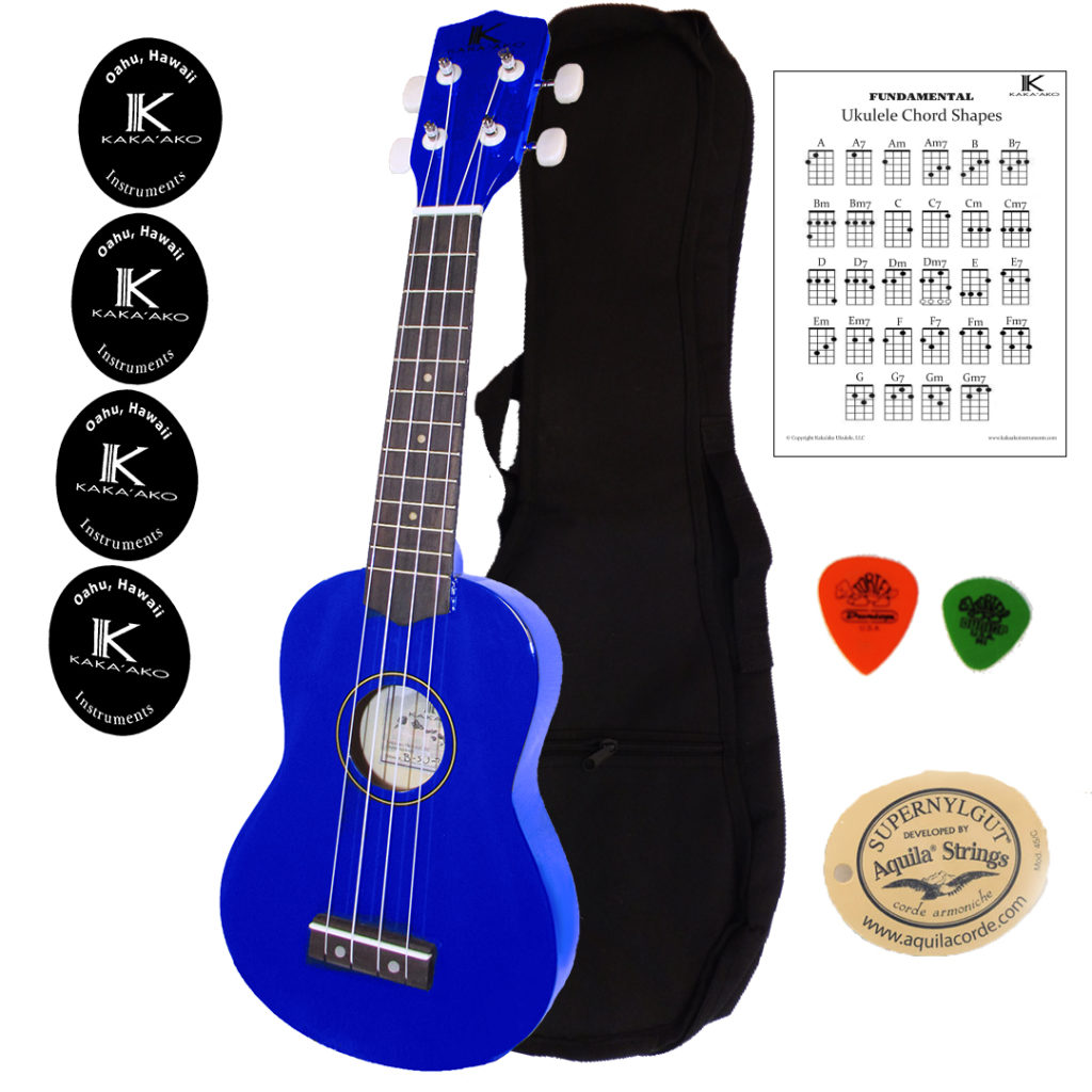 Kaka'ako Soprano Ukulele Beginner Ukulele Hawaii Blue Gloss
