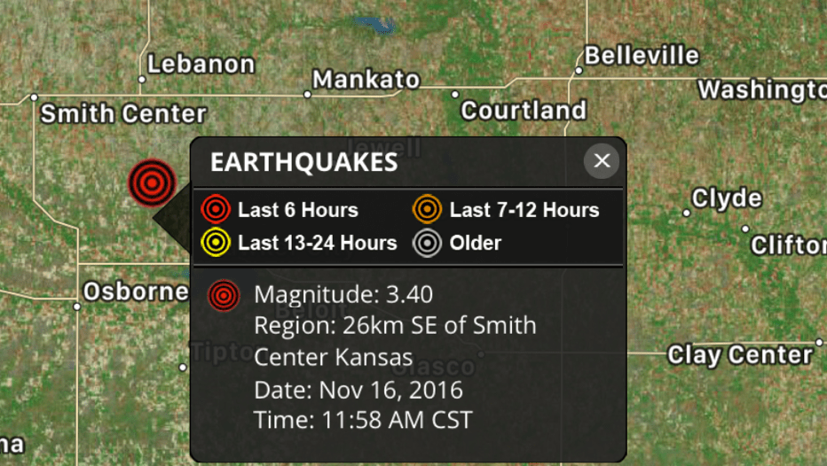 3.4 earthquake reported in northcentral Kansas KAKE