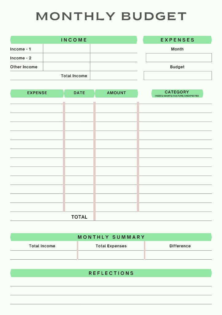 Monthly Budget Template Free Printable Budget Planner (2026)