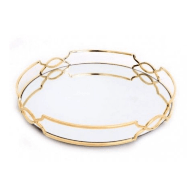 Gold Round Mirrored Tray Kalaful Home Decor, Home Accessories & Gifts