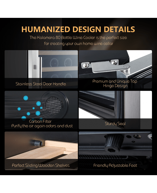 Kalamera 80 Bottle Freestanding Compressor Wine CoolerStainless Steel