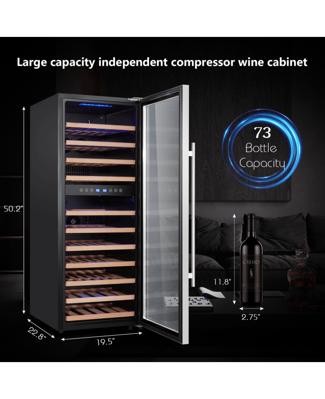 Kalamera 73 Bottle Compressor Wine Cooler Dual Zone with Touch Control