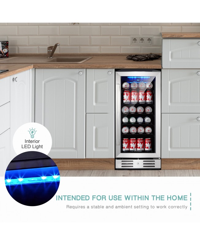 Kalamera 15" Beverage Cooler 96 can Builtin or Freestanding Touch