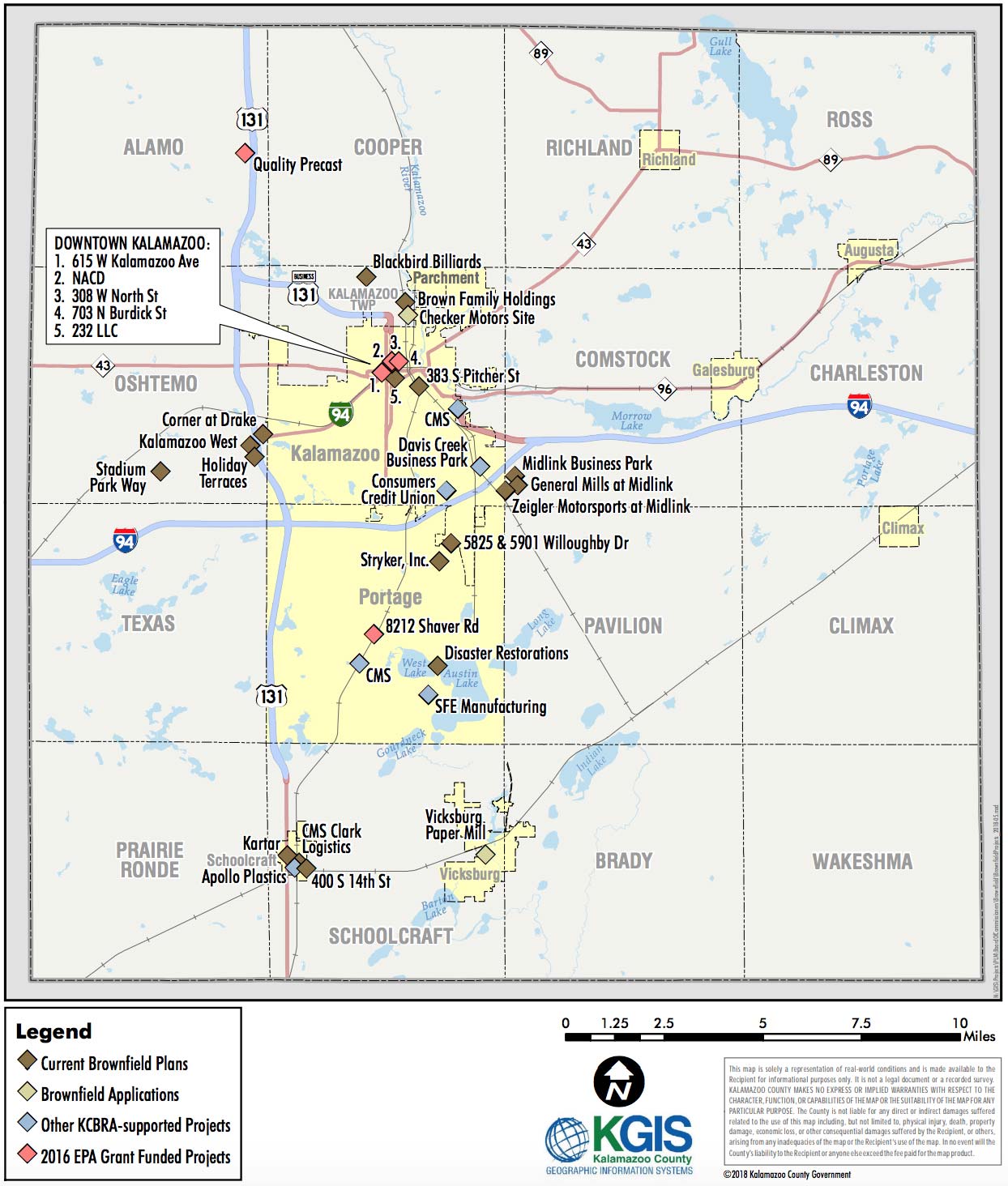 Projects Map Kalamazoo County Brownfield Redevelopment Authority