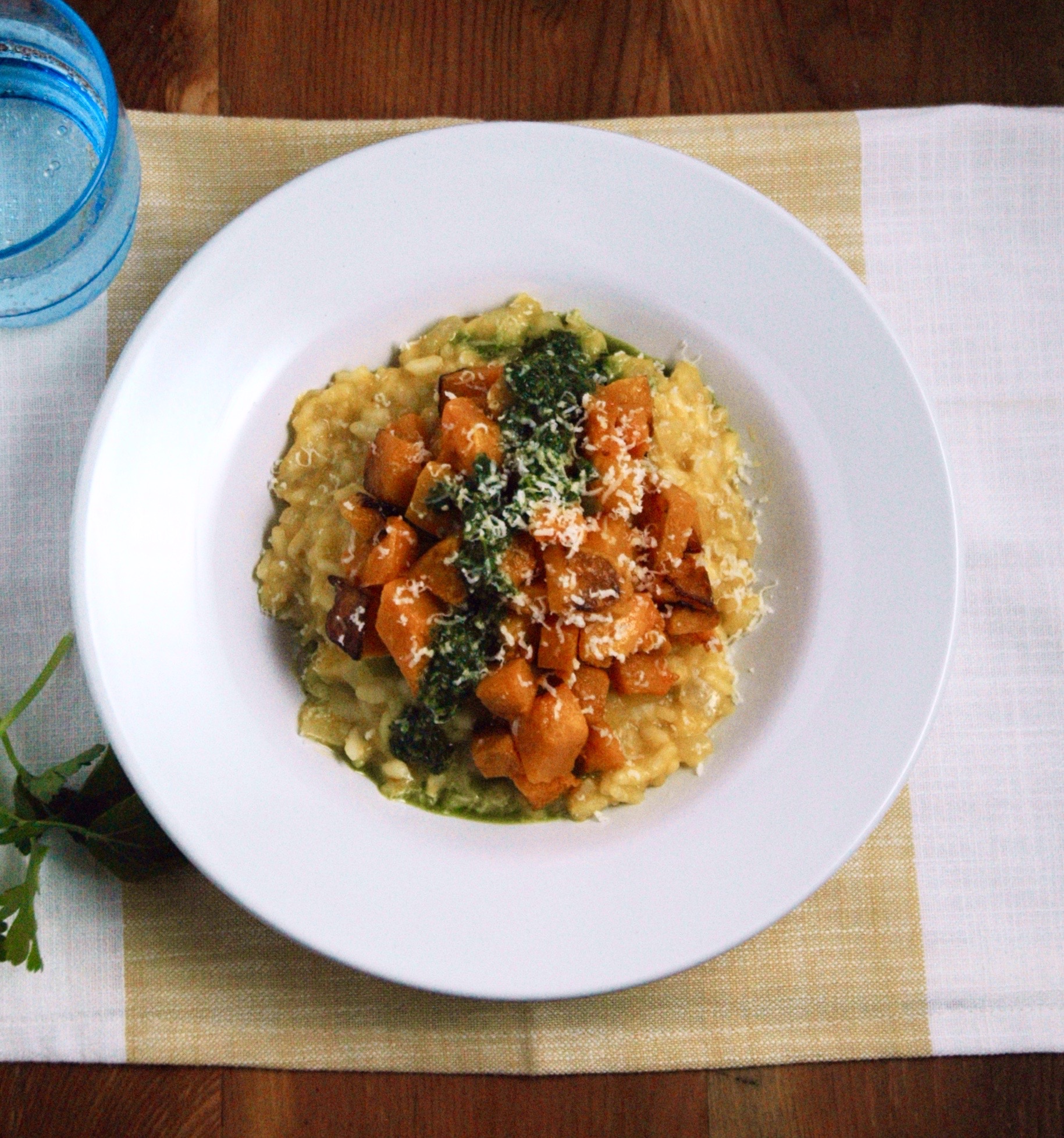 Butternut Squash Risotto & Lemon Herb Sauce Kale & Compass