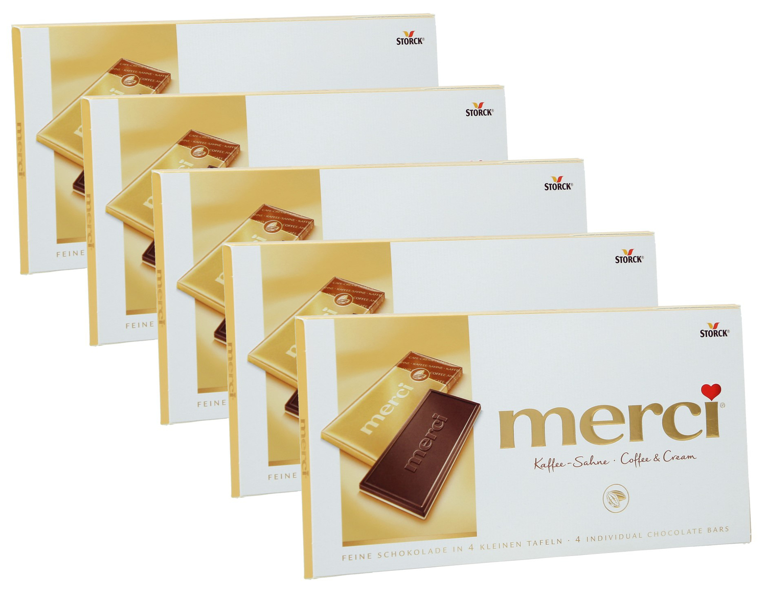 merci Tafel KaffeeSahne, 5er Set (5 x 100g Tafeln)
