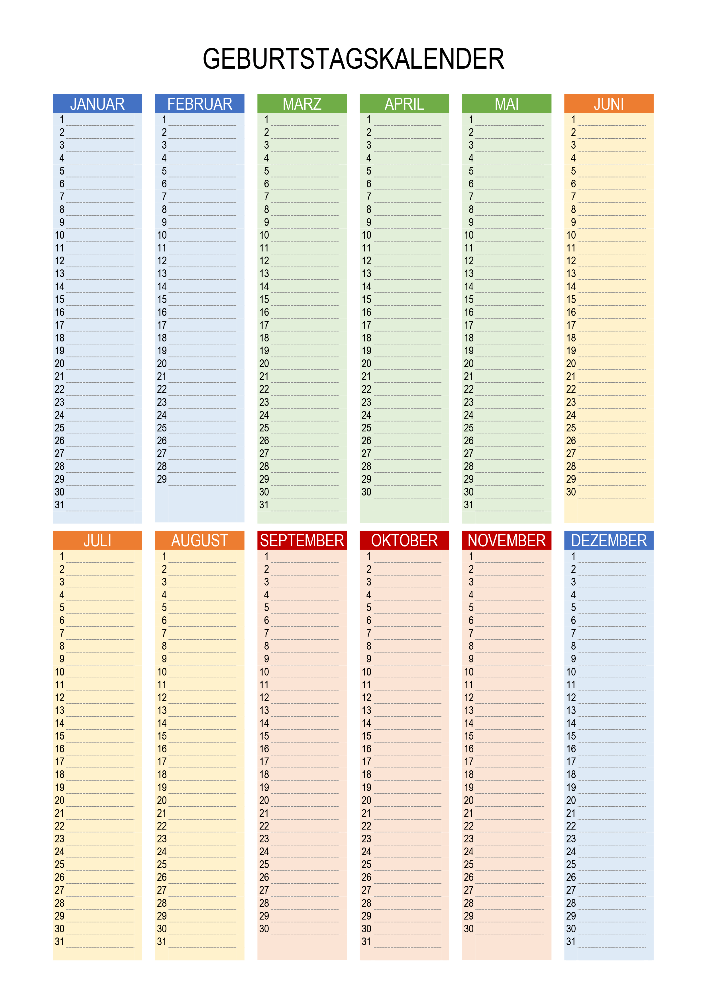 Geburtstagskalender kalender.su
