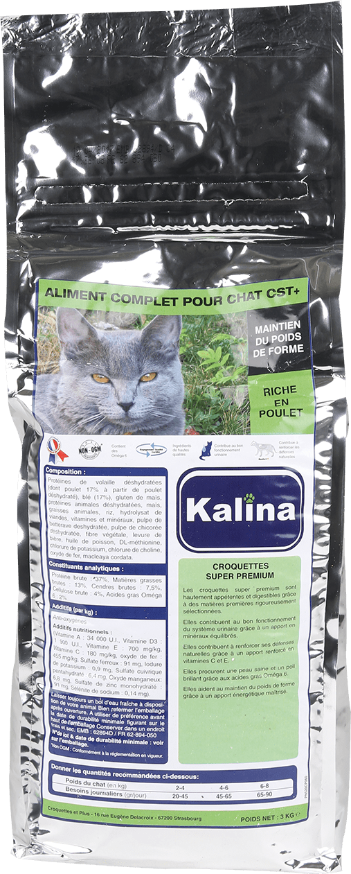 ALIMENT CHAT STERILISÉ AU POULET (CST+) 3 kg Kalina Ried