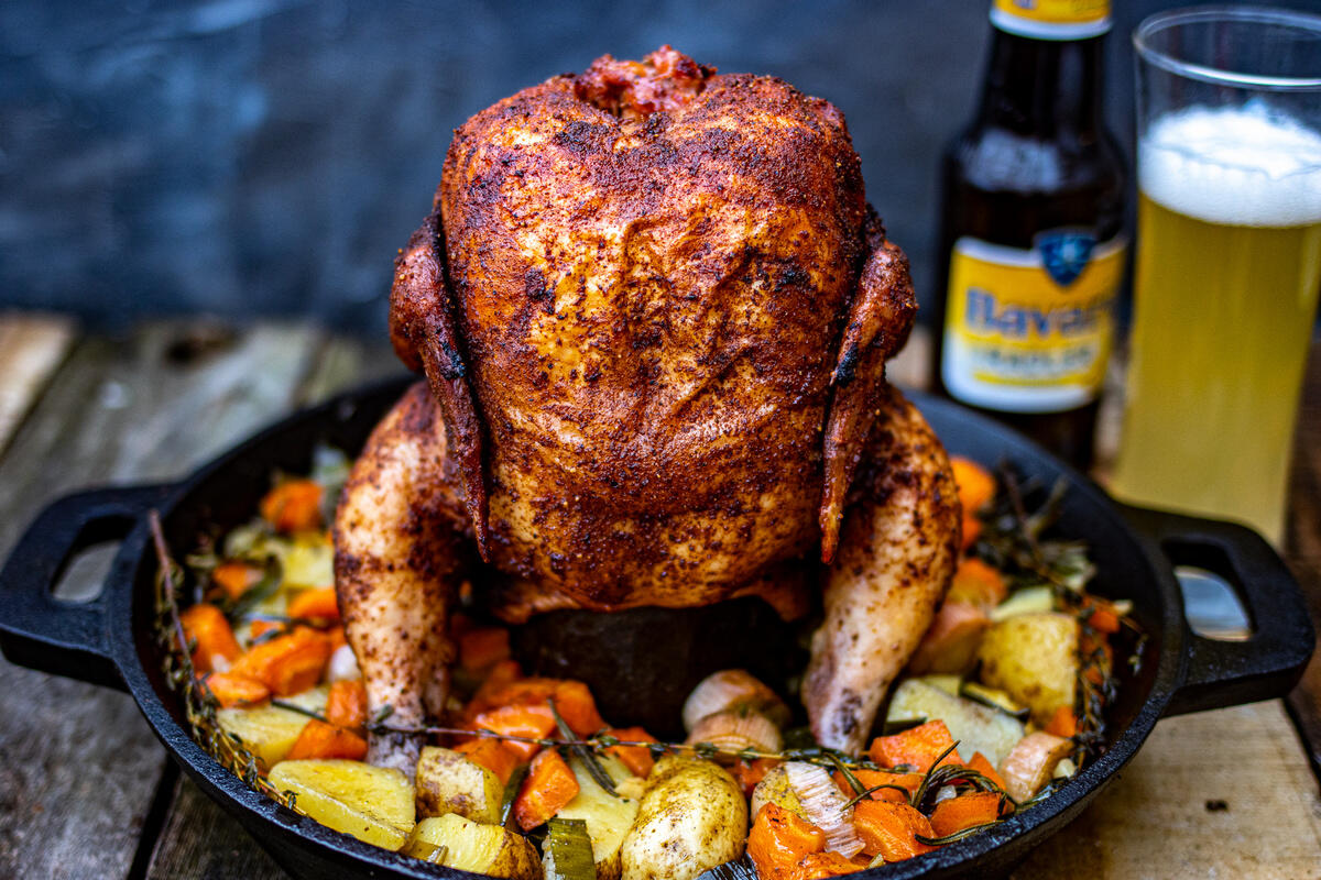 Beer can chicken Kamado BBQ recept Kamado Express