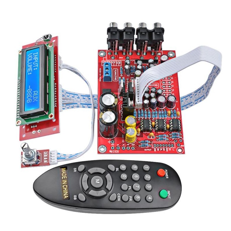 Module with audio preamplifier and input selector + display and remote