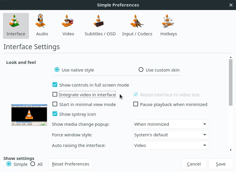 VLC how to play fullscreen on second monitor, while keeping controls