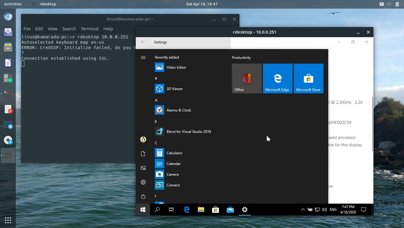 Remote Desktop Connection to Windows from Linux using RDP clients
