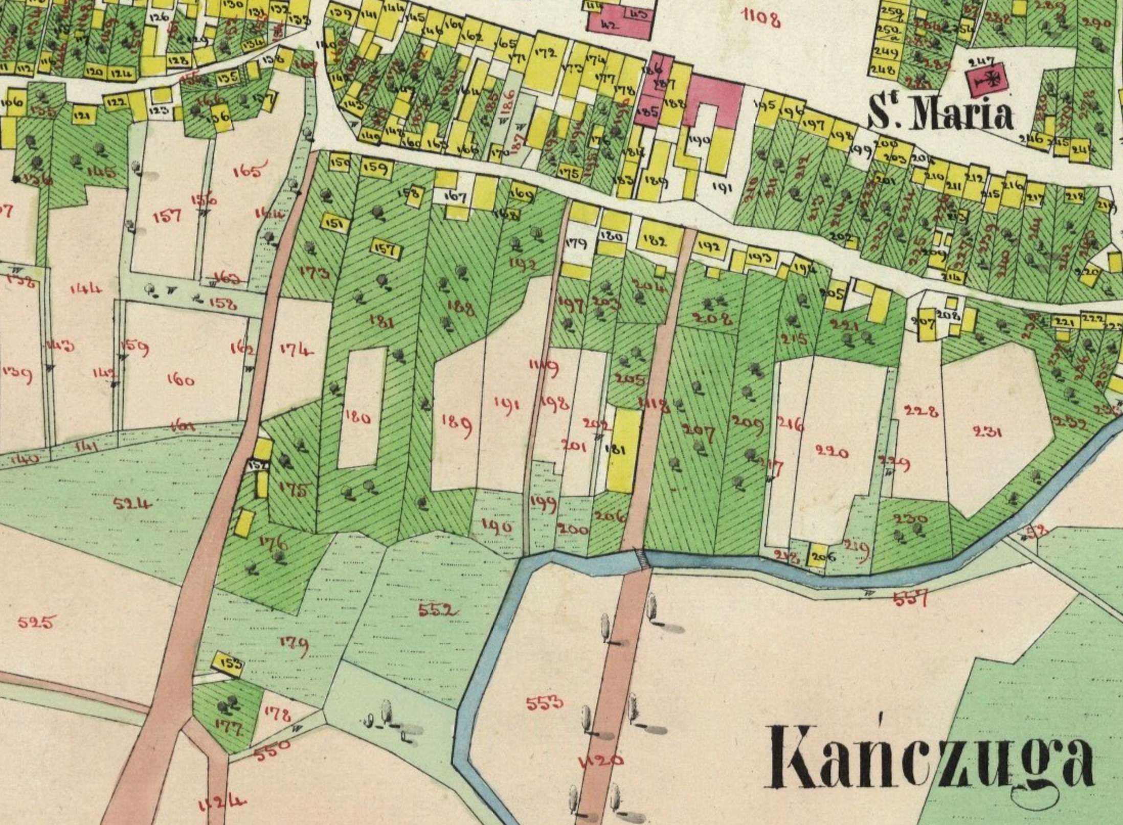 Cadastral Maps And Plans 1849 Kańczuga cadastral map and house index