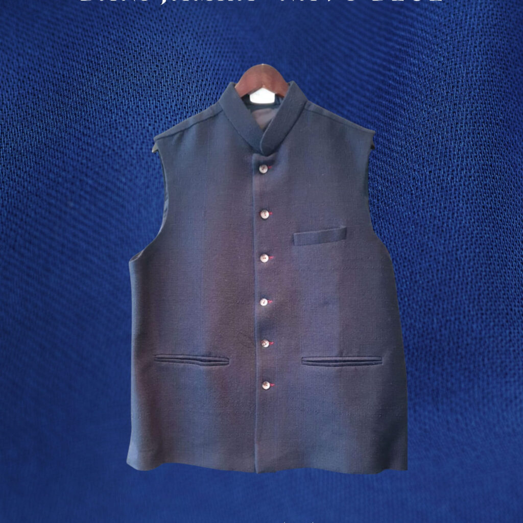 Mandarin Collar Jacket Navy Blue Kaneka Subberwal