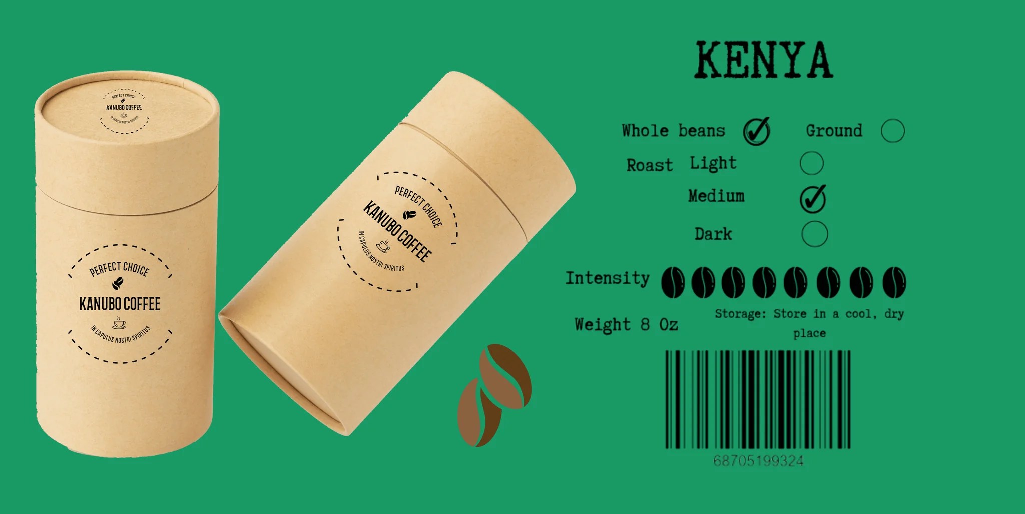 Kenya\'s Authentic Coffee Whole Bean Coffee 8 oz Kanubo Coffee