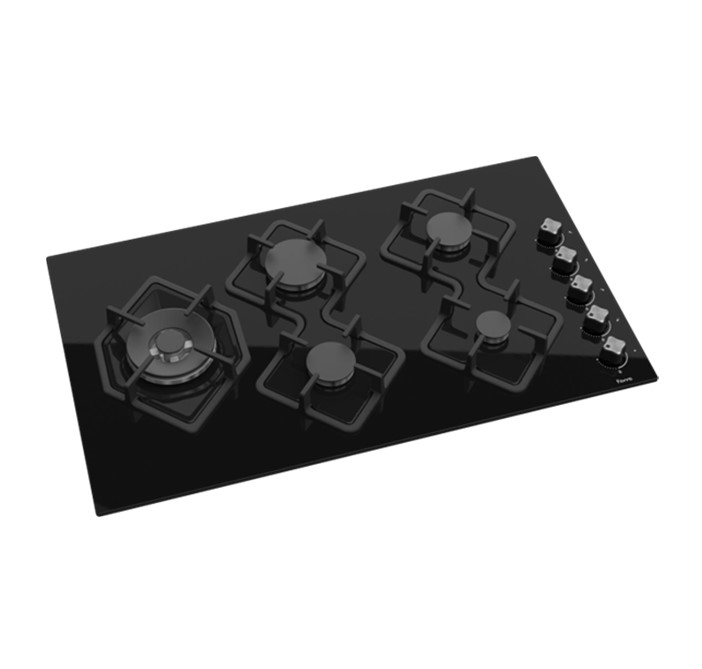 Ferre 90CM Black Glass 5 Burner Gas Hob KA040 karabazaar