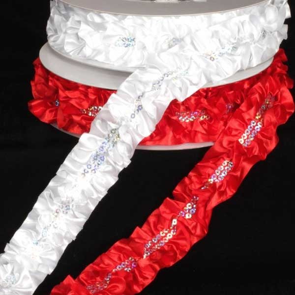 Elegant Ruffle Ribbon Woven Edge Karaboo Ribbons