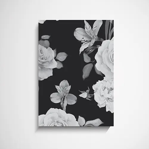 Black flower wall art print Kara Collective