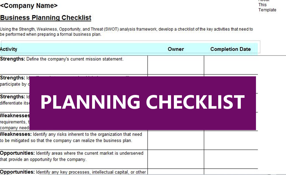Business Planning Checklist Template Business Planning Checklist Template