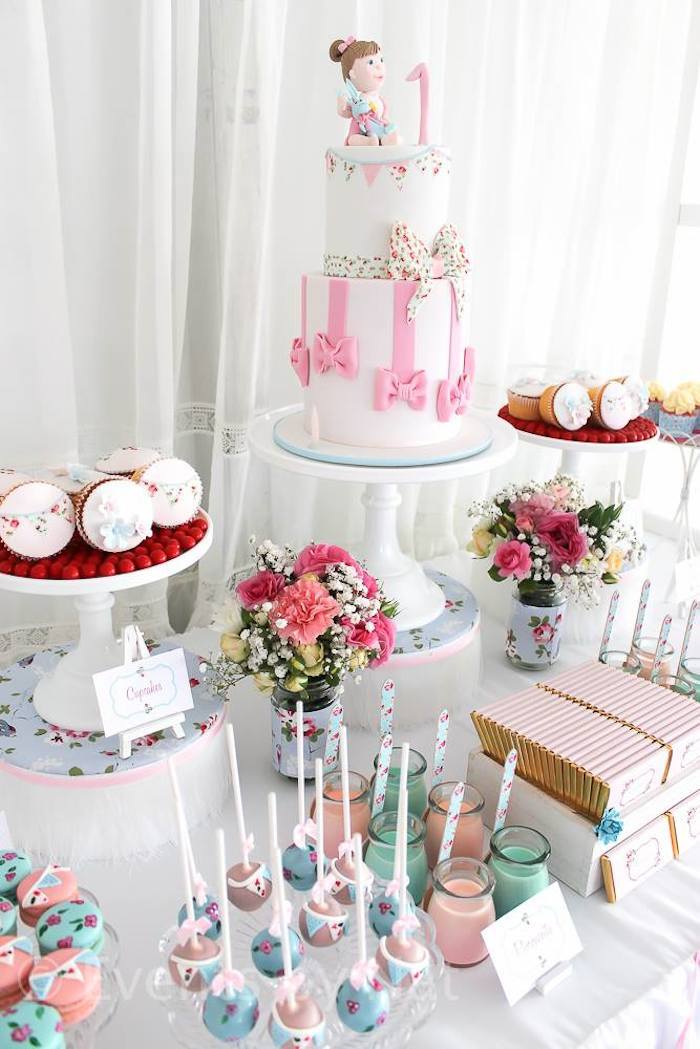 Kara's Party Ideas Shabby Chic First Birthday Party with So Many Cute