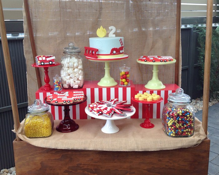 Kara's Party Ideas Vintage Fire Truck themed birthday party via Kara' s