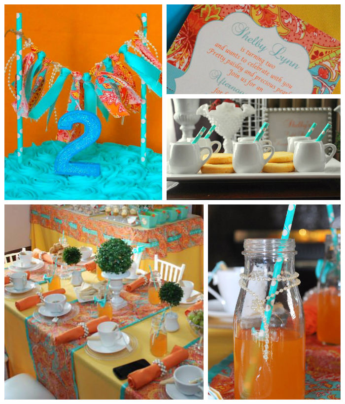 Kara's Party Ideas Turquoise & Orange 2nd Birthday Tea Party Kara's