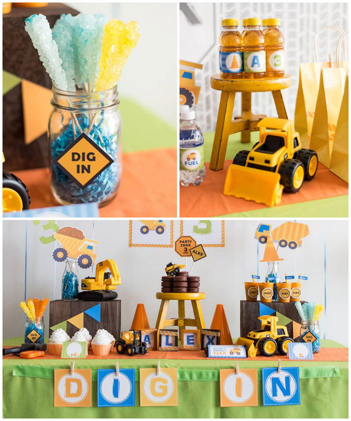 Kara's Party Ideas Construction themed birthday party via Kara's Party Ideas